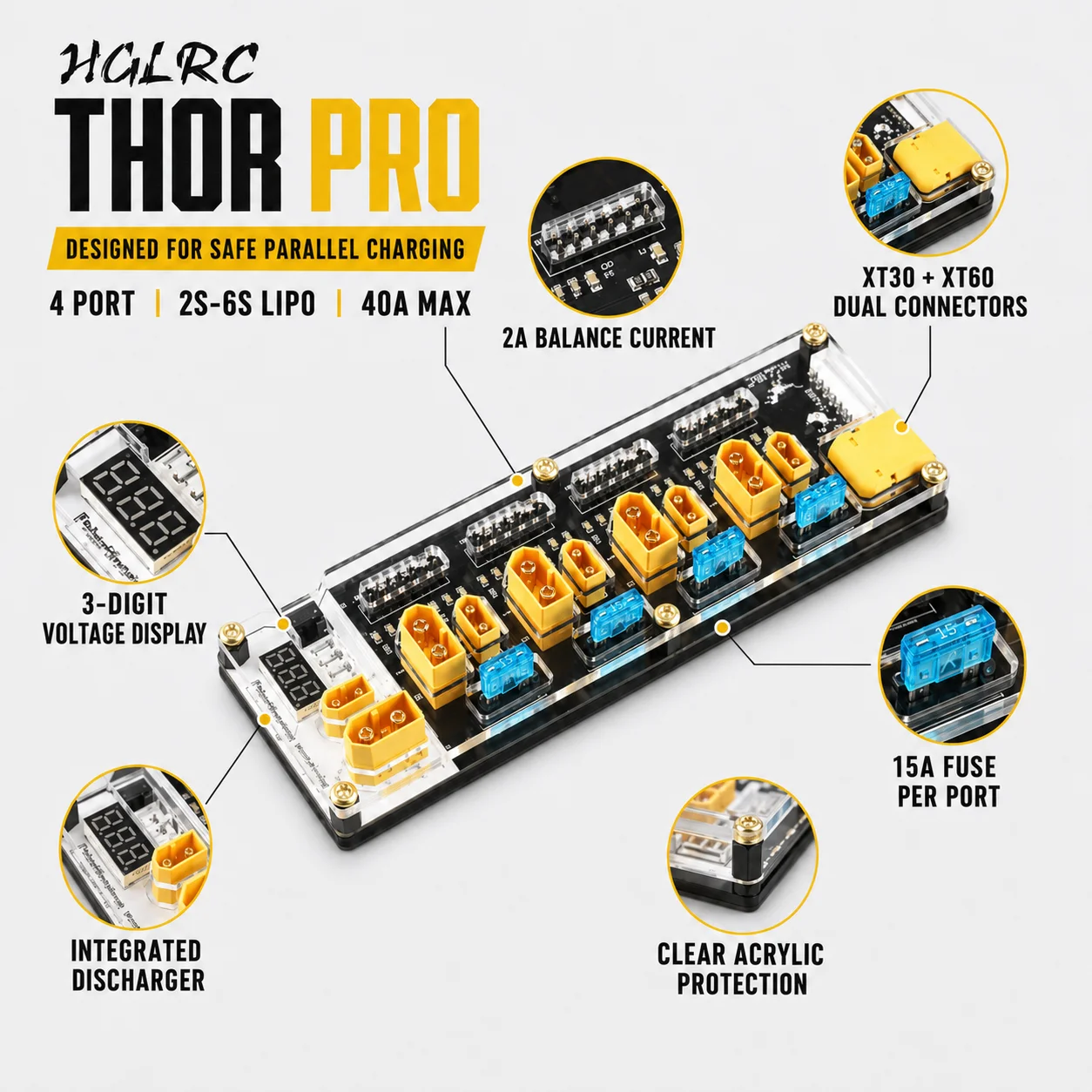 لوحة شحن متوازية HGLRC THOR PR - مراجعة Drone Battery Parallel Board وسعره