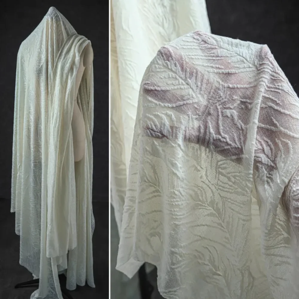 

Жаккардовая трикотажная ткань с листьями и жилками для креативной рельефной основы, рубашки, платья, дизайна одежды, шитье своими руками на метр, ткань