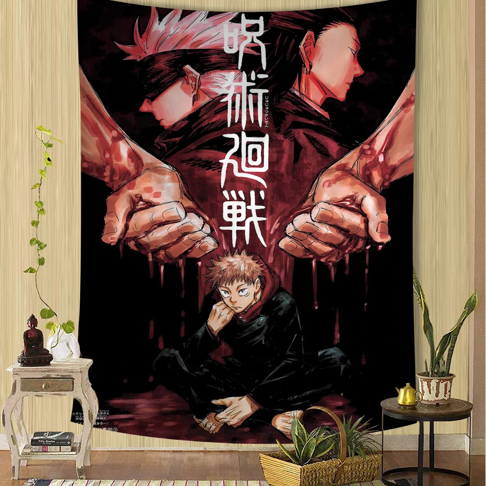 Jujutsu Kaisen Anime Hanging Bohemian Tapestry Hanging Tarot Hippie Wall Rugs Dorm Wall Hanging Home Decor