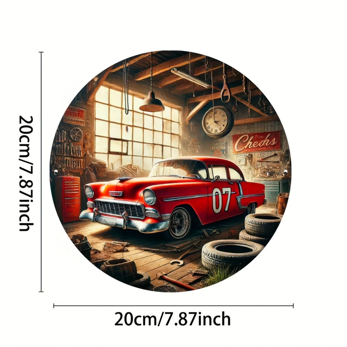 Vintage Car Circular Iron Metal Sign - Retro Wall Art Decor, Home Decor Lovers
