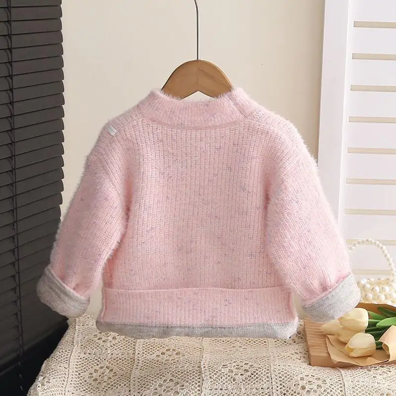 

Sanrio Hello Kitty Girls Sweater Kawaii New Style Autumn and Winter Velvet Thickened Children's Cartoon Sweater Bottoming Top
