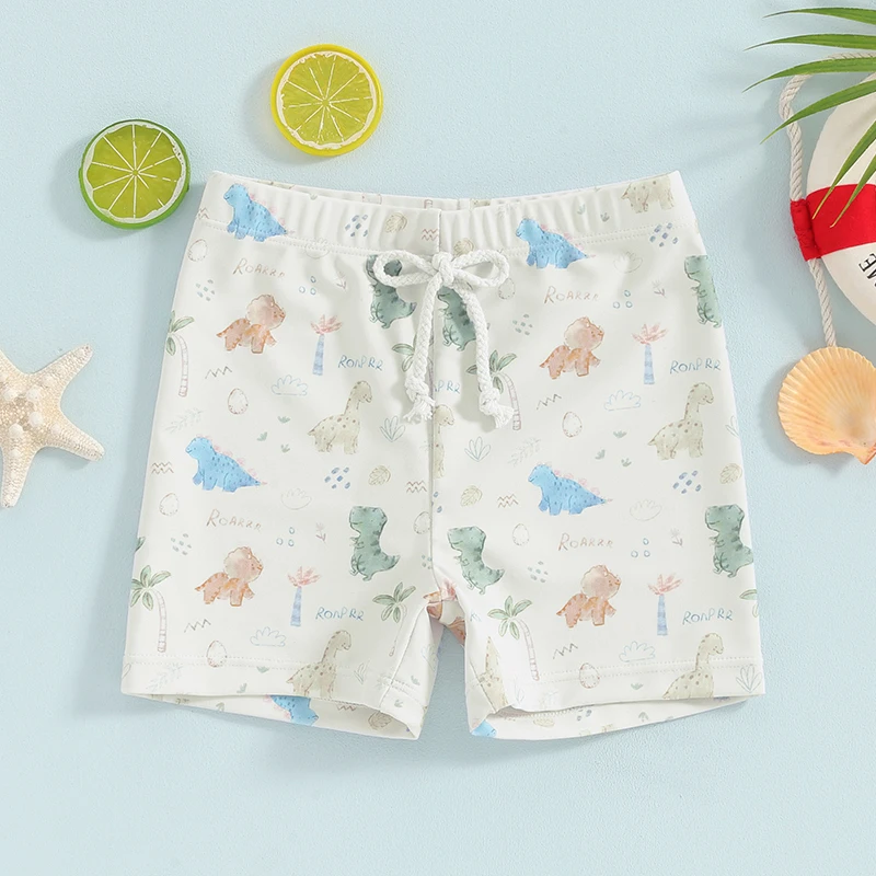 Tregren Summer Little Boys Swim Shorts Casual Elastic Waist Dinosaur Print Infant Swim Trunks Toddler Baby Bay Swimming Shorts