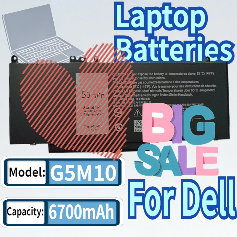 

G5M10 Laptop Battery for Dell Latitude E5250/E5450/E5550/8V5GX 7.4V 6700mAh Replacement Battery