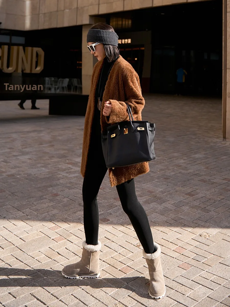 

TOFOD Mid-Thi Fce Lined Camere Yoga Pants Lulu Pants Outerwear Base Layer Pants Warm Comfortable Organic Cotton Leggings