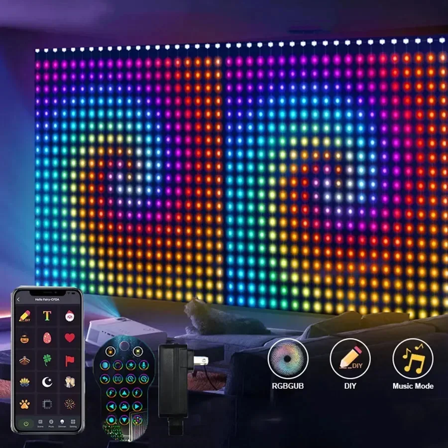 Новинка 2024, 3*3 м, светодиодов, оригинальная гирлянда RGB с умным управлением через приложение, узор «сделай сам», Рождественская сказочная гирлянда для праздничного декора