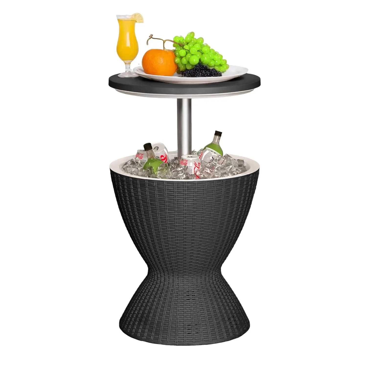 

Outdoor Cooler Bar Table – 8 Gallon Outdoor Patio Cooler Table with Drain Plug, Adjustable Height Rattan-Style Resin Cool Bar fo