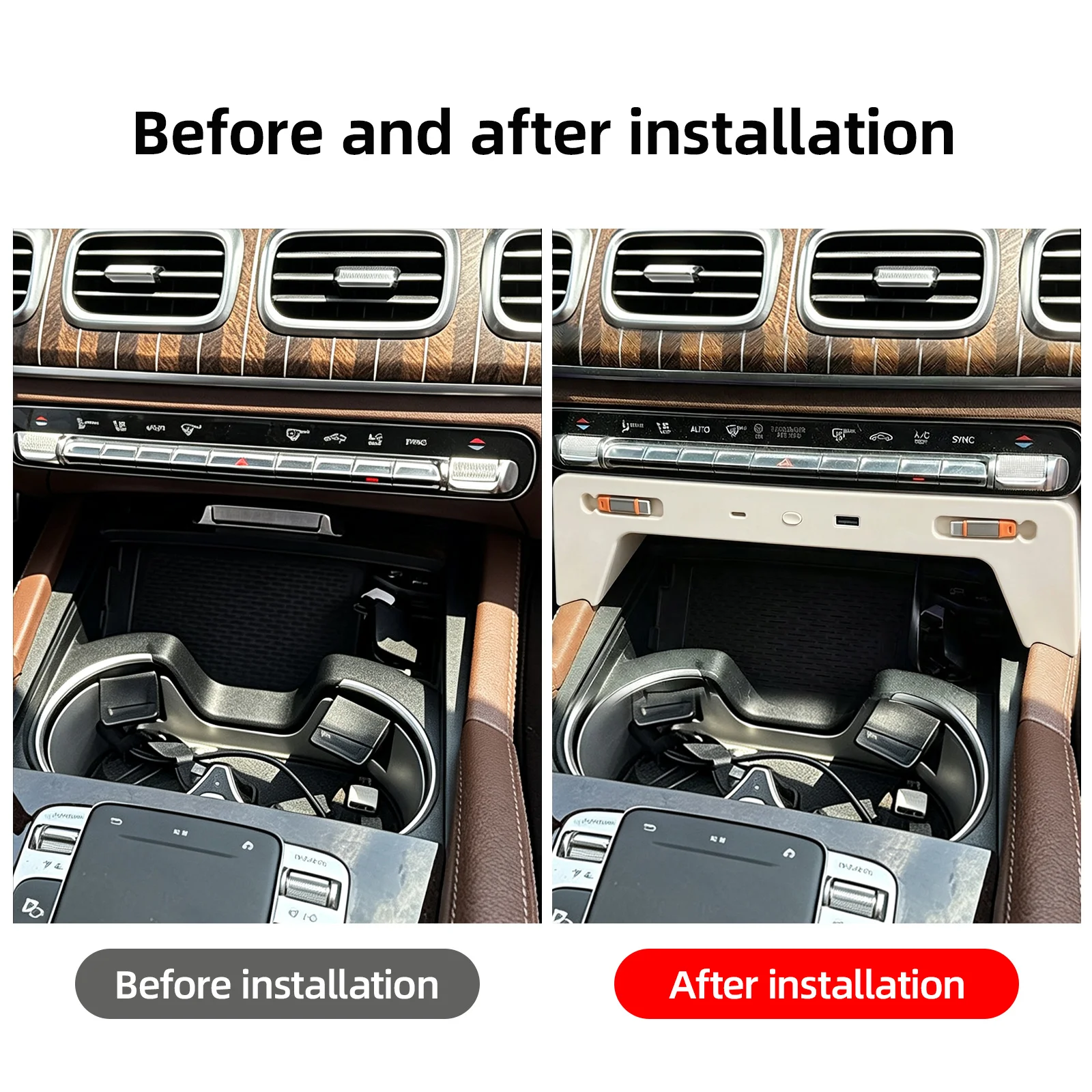 Fast Charging Car Cigarette Lighter Docking Station For Mercedes-Benz GLE GLS W167 X167 2020 2021 2022 2023 2024 2025 2026