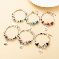 Round Letter Love Zircon Crystal Pendant for Women's Fashion Pandora Collection Charm Jewelry Gift Party Charm Beaded Bracelet