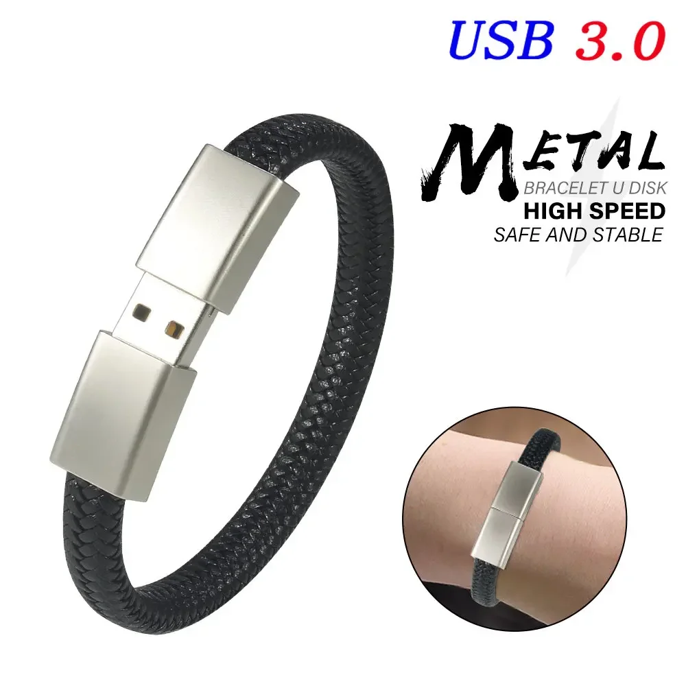 Bracelet USB 3.0 Flash Drive 64GB Black Wristband Pen Drive 32GB Creative Gifts Memory Stick 16GB Water Proof External Storage