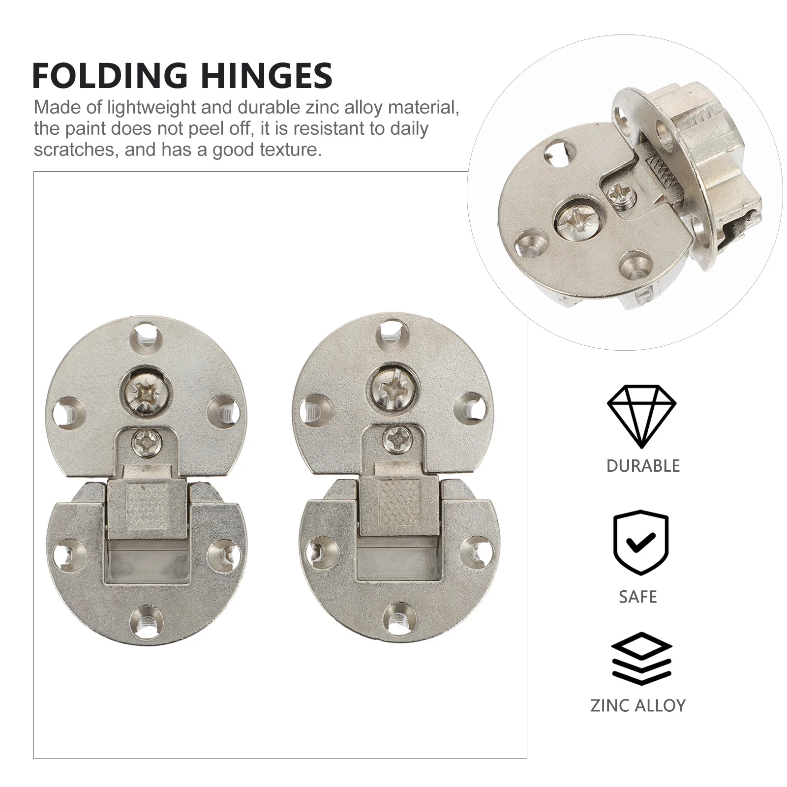 

2 Pcs Wardrobe Folding Dining Table Hinges for Cabinet Doors Concealed Drop down Zinc Alloy Invisible