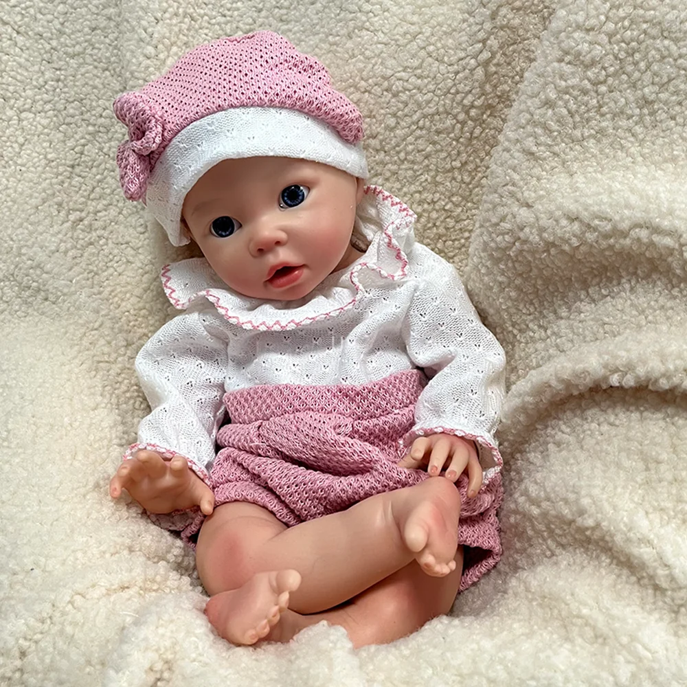 40cm Handmade Realistic Full Platinum Silicone Reborn Baby Girl Soft Waterproof Boneca Recém-nascida Bonito Dia de Ação de Graças Surpresa Presente