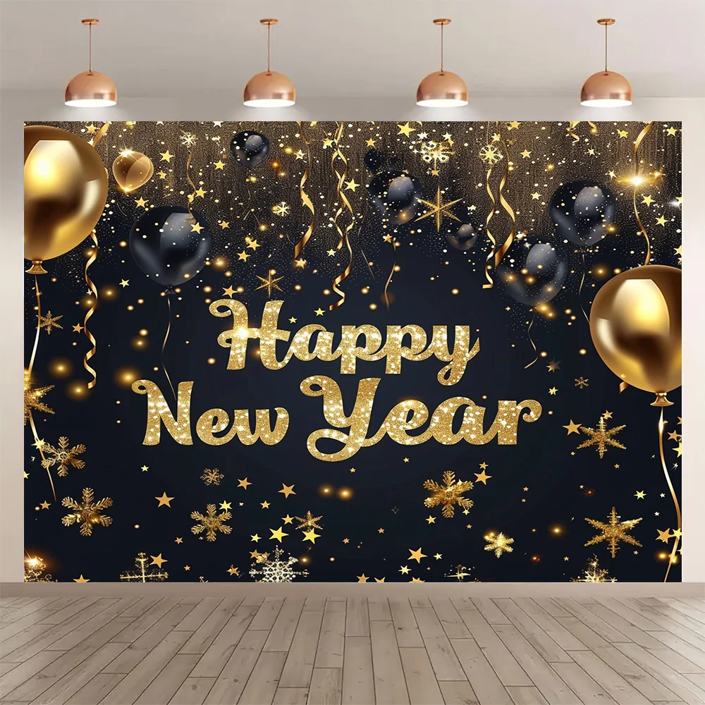 Ein schwarz-goldener Hintergrund für die Neujahrsfeier – Feiertags- und Jahresdekorationen, Hintergrundstoff für die Feiertagsparty