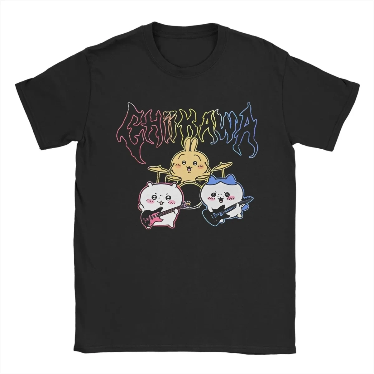 Miniso Chiikawa Usagi Hachiware تي شيرت ملابس عادية كم قصير طاقم الرقبة تيز مطبوعة تي شيرت النساء الرجال بلايز الأكثر مبيعا