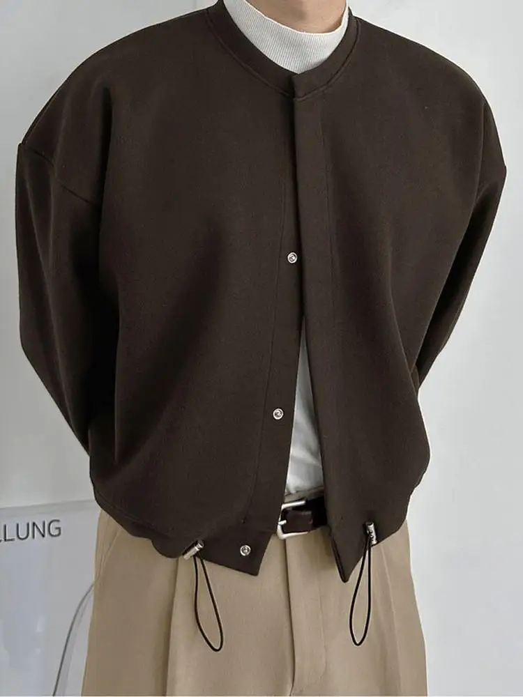 

Мужская повседневная куртка из искусственной кожи с поясом на талии, круглым вырезом, коротким рукавом, в американском стиле, осень-зима, новинка