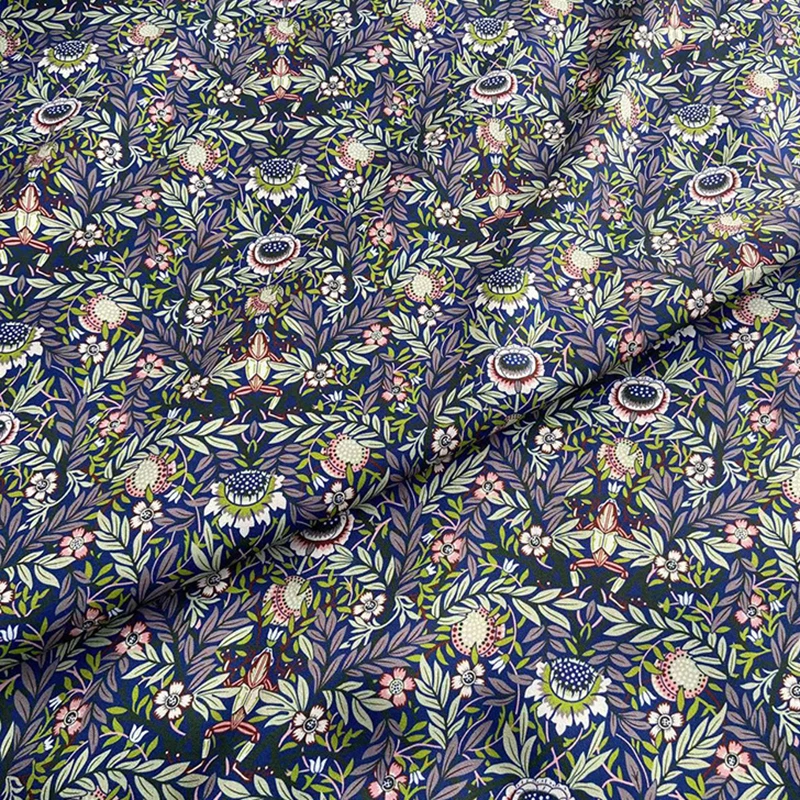 Floral Printed Stretch Dark Color Heavy Silk Crepe Fabric for Dress Pants Soft Silk Fabric for DIY Sewing 108CM Wide R7150-28