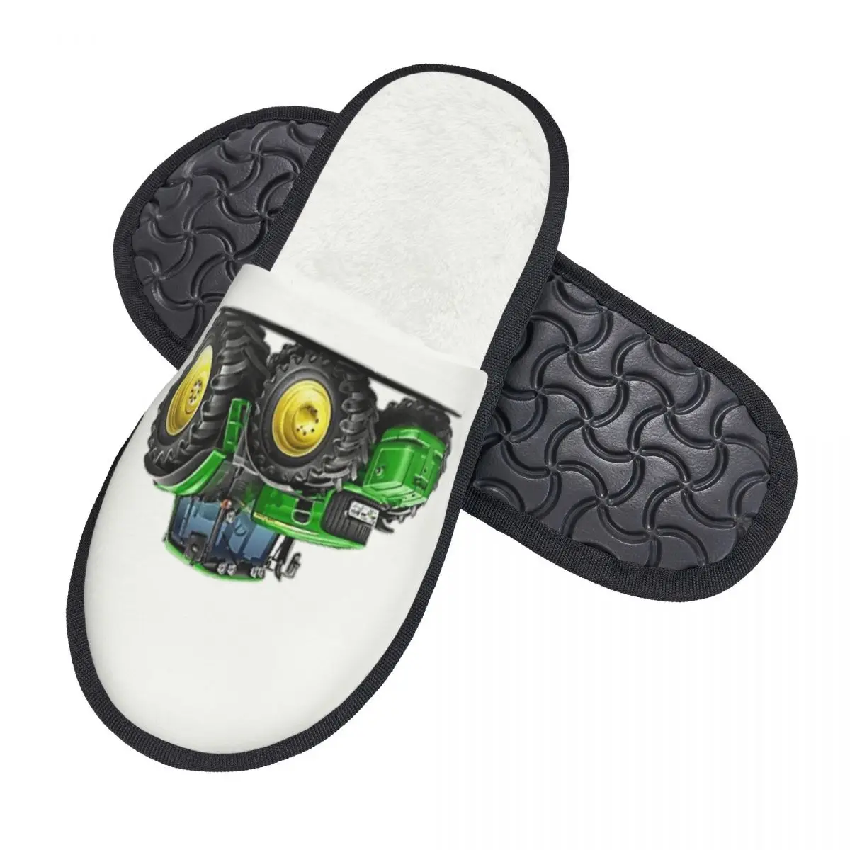 Zapatillas de casa de tractor con estampado personalizado para mujer, pantuflas mullidas de espuma viscoelástica cálidas y acogedoras, zapatos para interiores y exteriores