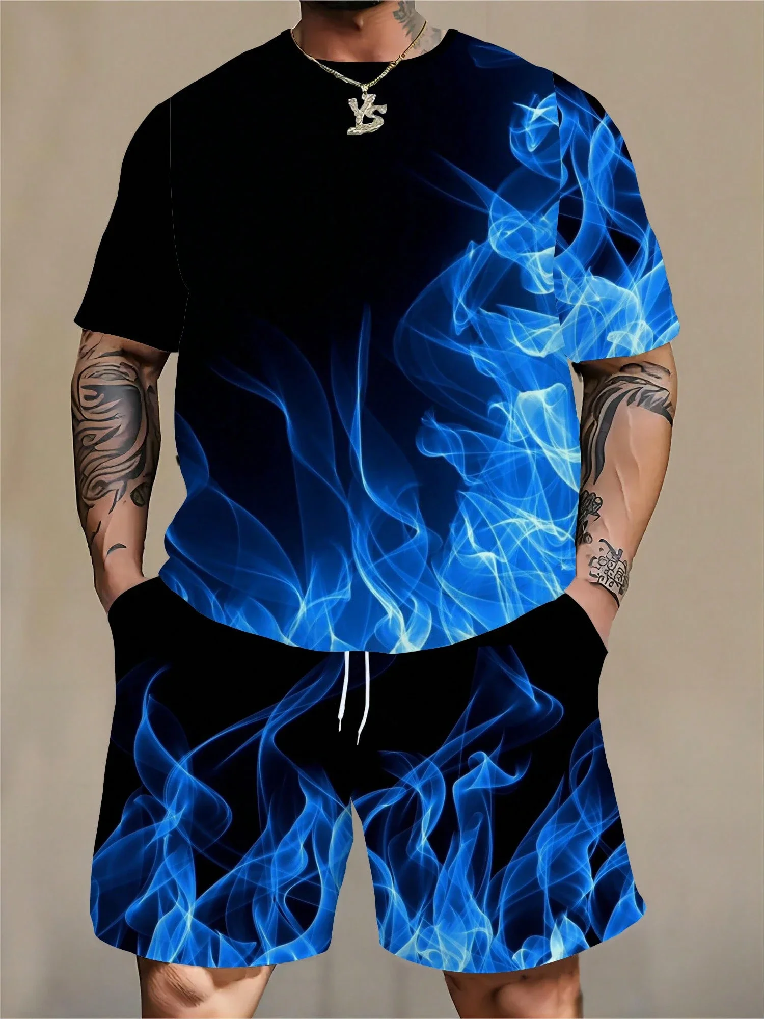 Men Plus Size Blue …