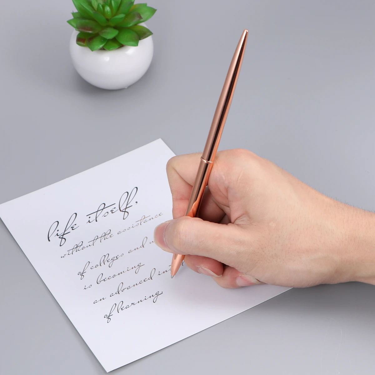 

6pcs Metal Ballpoint Pen Silver Lightweight Smooth Writing Office School Supplies Gift Exquisite Craftsmanship