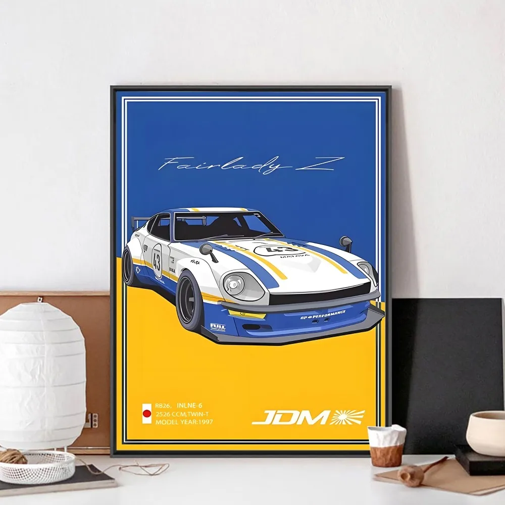 Fast and Furious Sport Cars GTR Racing Car Poster Kraft Club Bar Paper Vintage Poster Wall Art Painting Bedroom Study Stickers