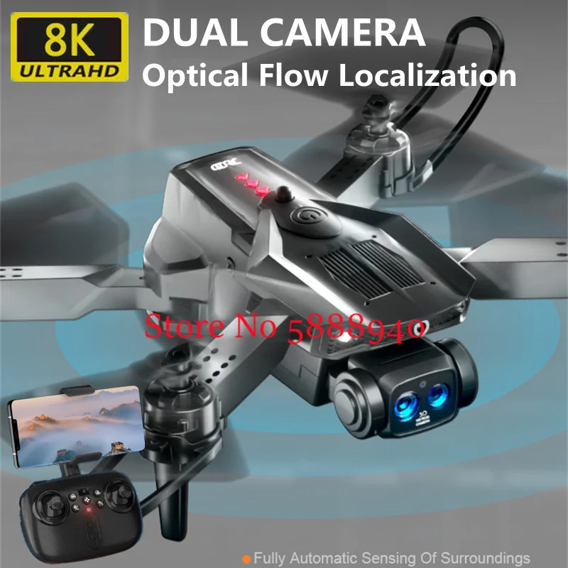 8K Dual Camera Optical Flow Localization WIFI FPV Remote Control Drone 3D Roll 360° Obstacle Avoidance Headless Mode RC Drone