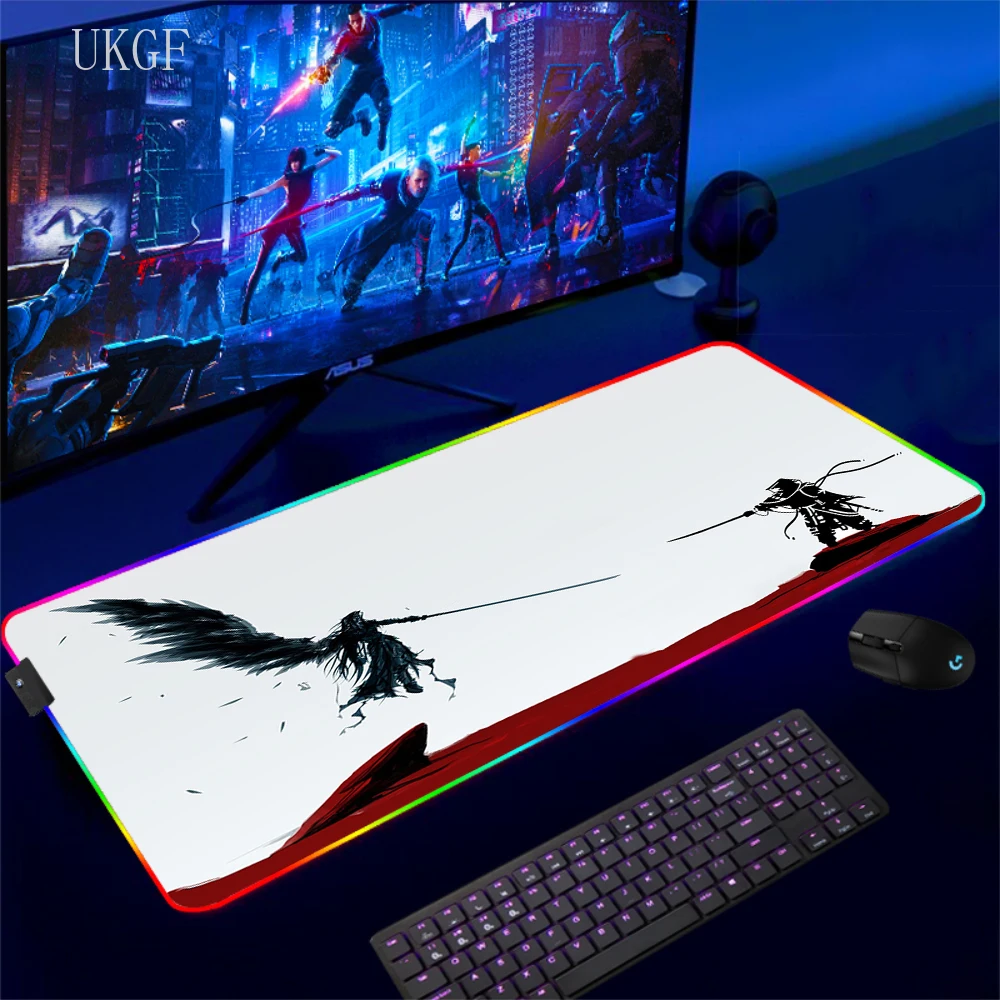 Mouses Mice With Backlight Desk Mat LED Gaming Final Fantasy XIV Black Mousepads Large PC Gamer Mousepad RGB Luminous Mouse Pad