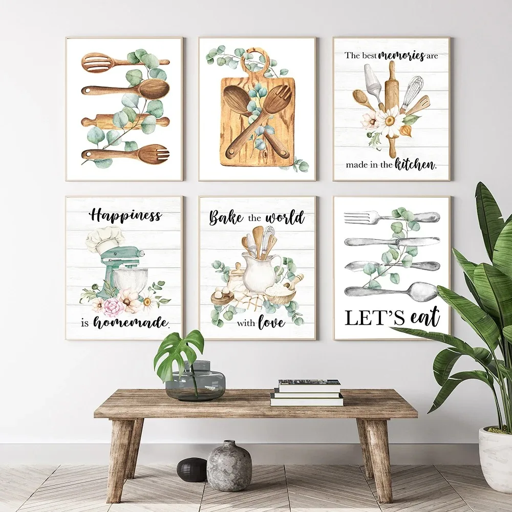 Lassen Sie uns Kunstdruck Küche Wand dekoration Einweihung sparty Geschenk Küchen utensilien Blatt Wand kunst Bilder Esszimmer Leinwand Malerei essen