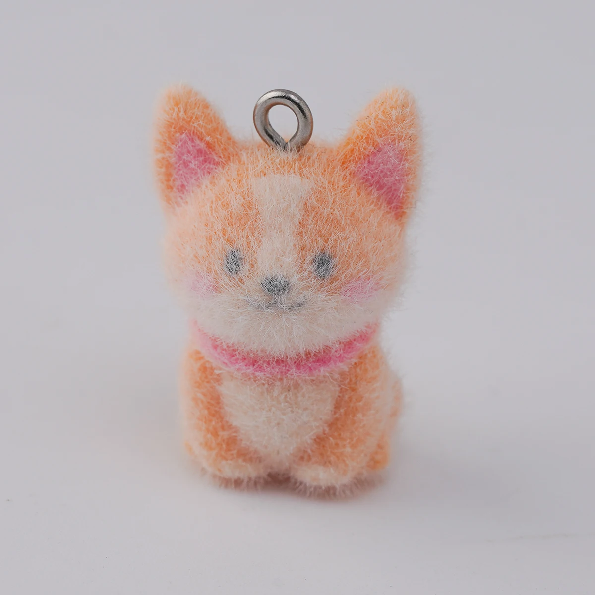 20pcs 3D Flocking doll Charms Cartoon Cute Little Yellow Dog Pendants For make Bag Keychains DIY crafts Jewelry Accessories