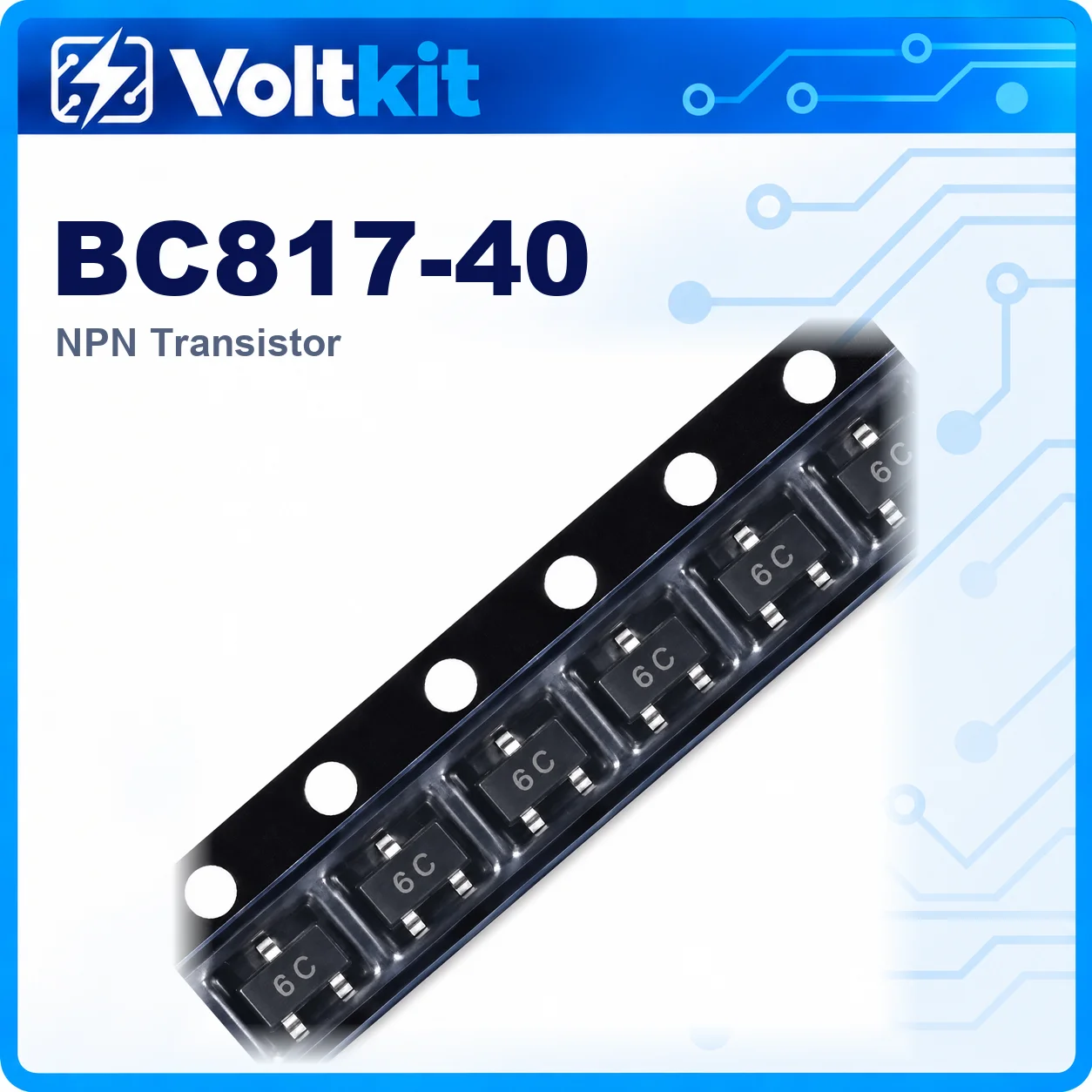 100PCS BC817 BC817-40 SOT-23 SMD NPN BJT Transistor 45V 500mA Marking 6C