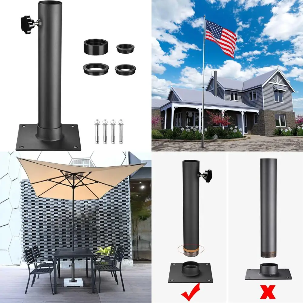 

Outdoor Backyard Flagpole Base Dock Deck Mount Umbrella Stand with Windsock Base