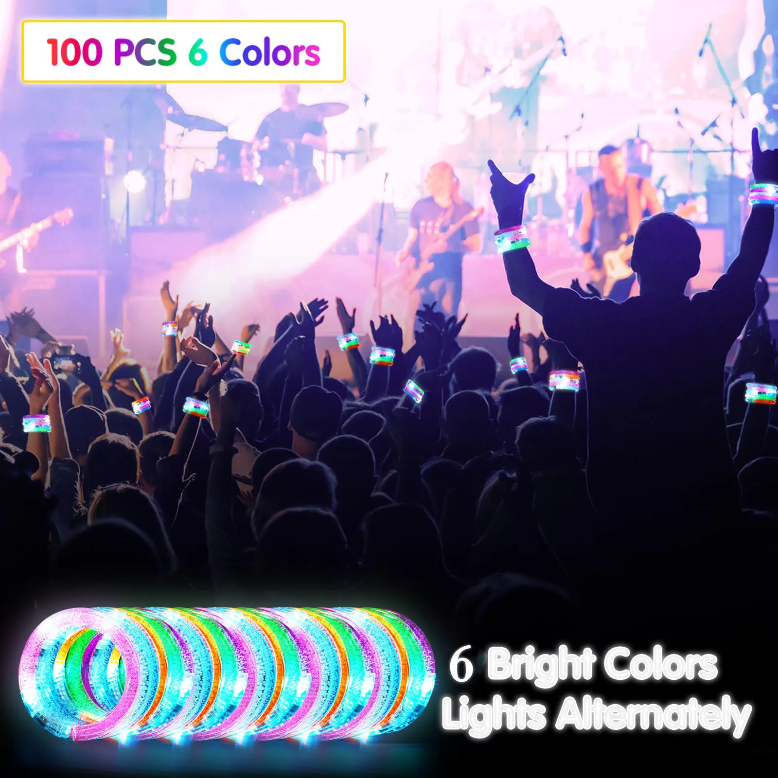 LED Light Up Bracelets Light Bracelets Glow Bracelets Glow In the Dark Party Supplies for Neon Party Supplies Concerts