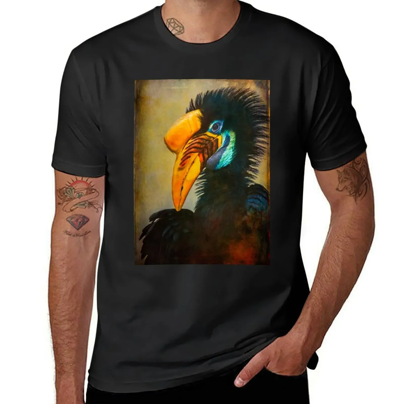 

Finer Feathered Friends: Red-knobbed Hornbill T-Shirt man t shirt summer top blanks Short sleeve tee men