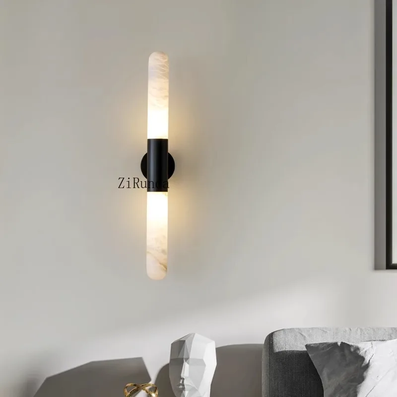 โคมไฟติดผนังหินอ่อนหรูหรา ห้องนั่งเล่น ห้องนอน ห้องทำงาน โคมไฟติดผนังทางเดิน