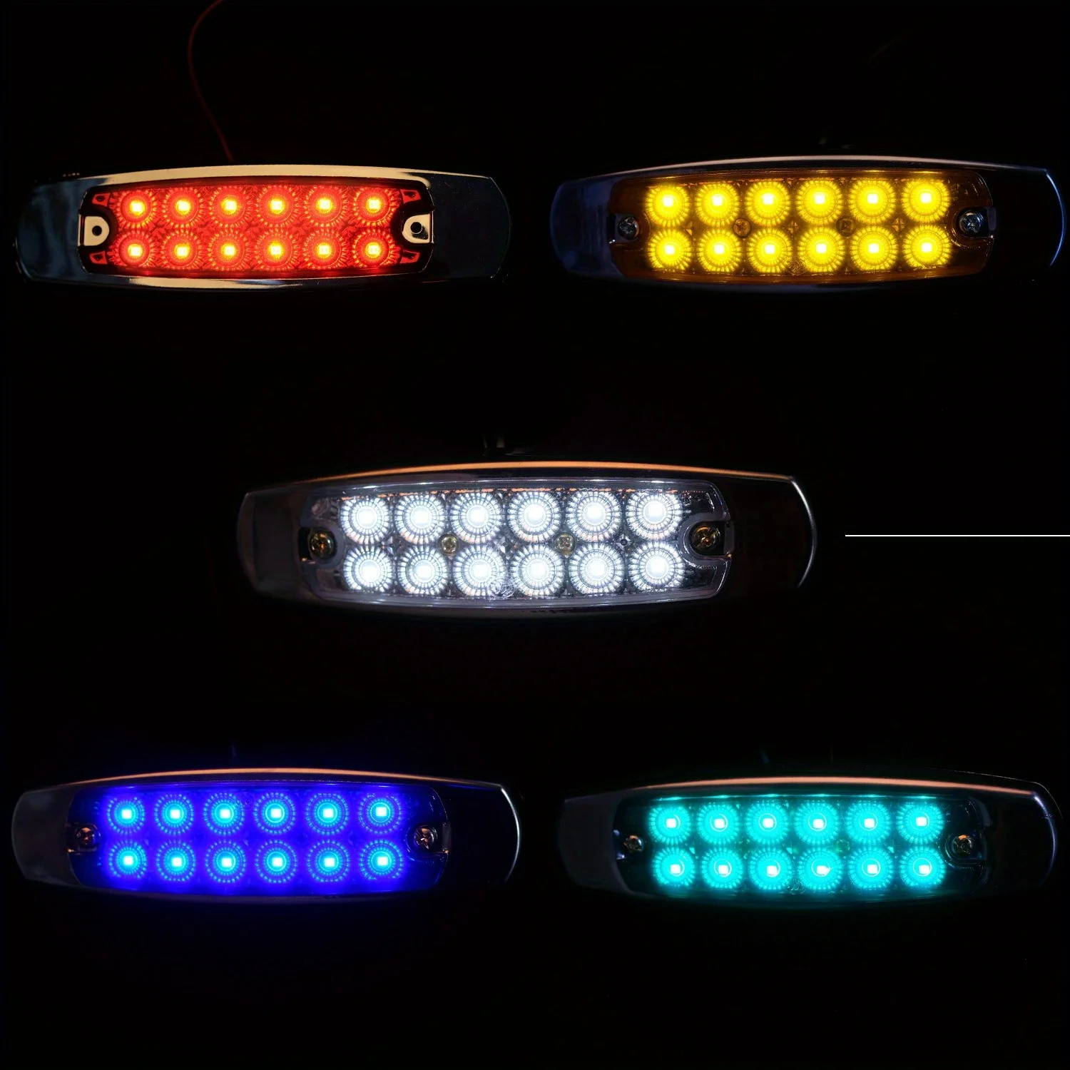 4/2PCS 12-24V 12LED Side Marker Gap Light Clearance Car Trailer Indicator Truck Bus Caravan-Amber/Red/White Tricolor Optional