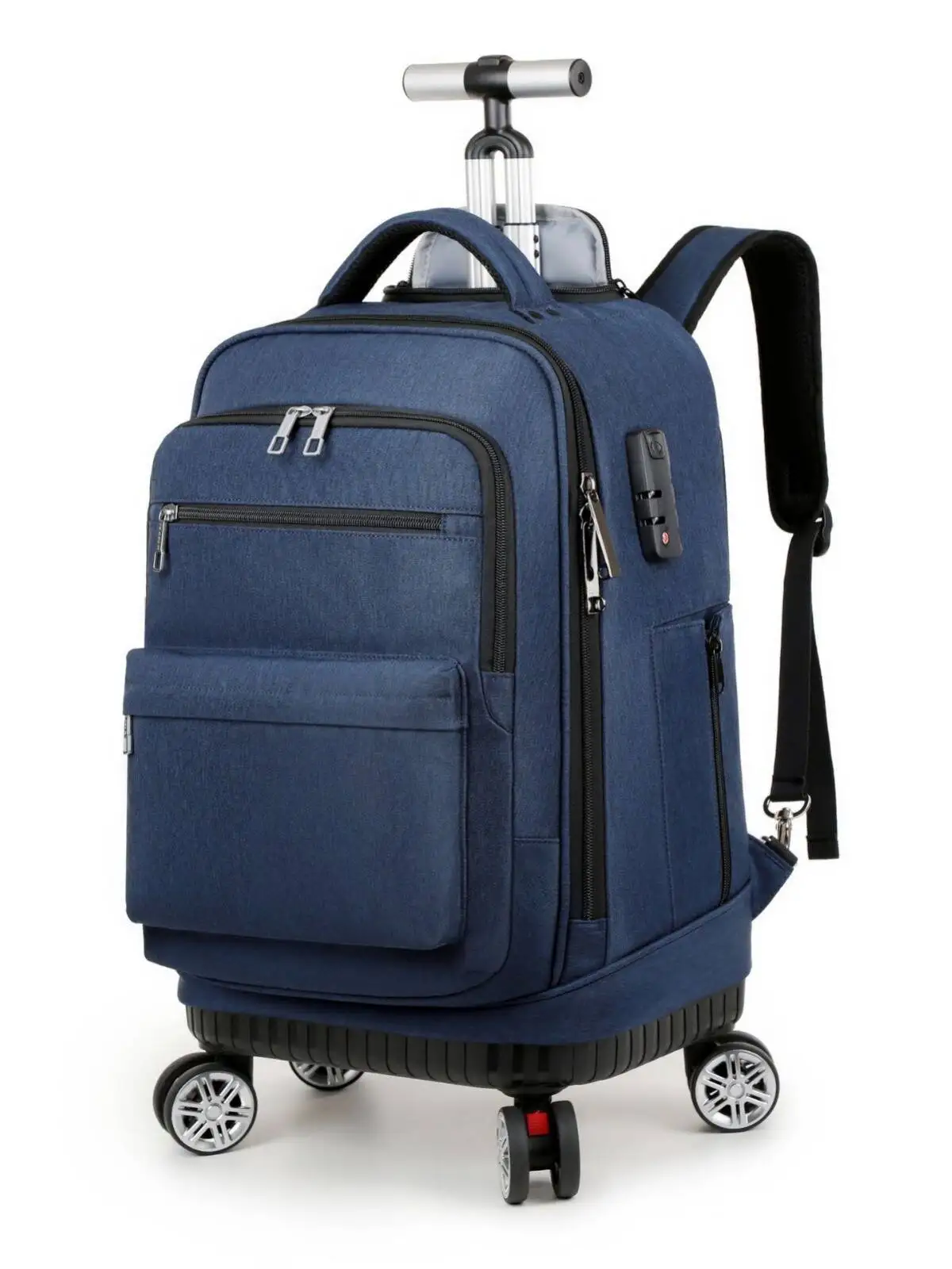 Rolling Backpack Carry On Luggage Travel Laptop Backpack Wheels Men Women Water Resistant Wheeled Rucksack Bag Large Capacity
