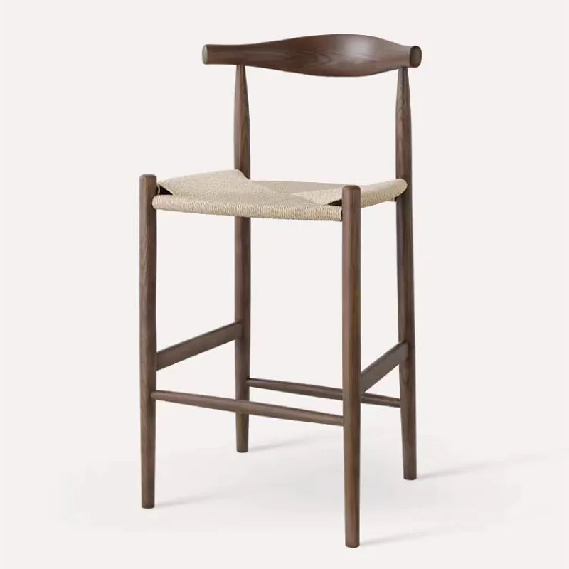 Silla de bar trenzada de madera personalizable minimalista nórdico