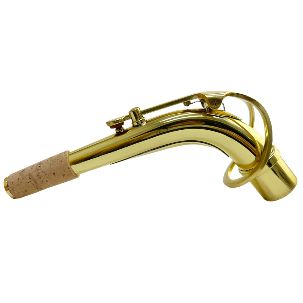 Saxophone curved neck alto saxophone lacquer gold curved neck instrument accessory socket diameter 24.5 mm, brass lacquer gold