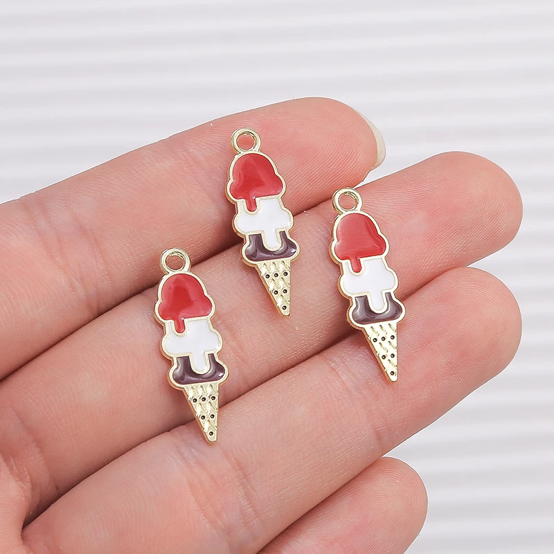 10 Stück Mix süße Sommergetränk Charms Emaille Eis Popsicle Charms Anhänger für Schmuckherstellung DIY Ohrringe Halskette Handwerk Geschenk – Detail 3
