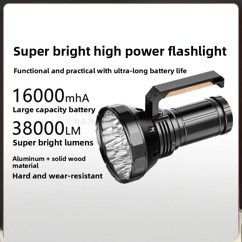 For Black Forest W5221 38000LM Searchlight Rechargeable 16000mAh USB-C Cooling Fan Camping Work