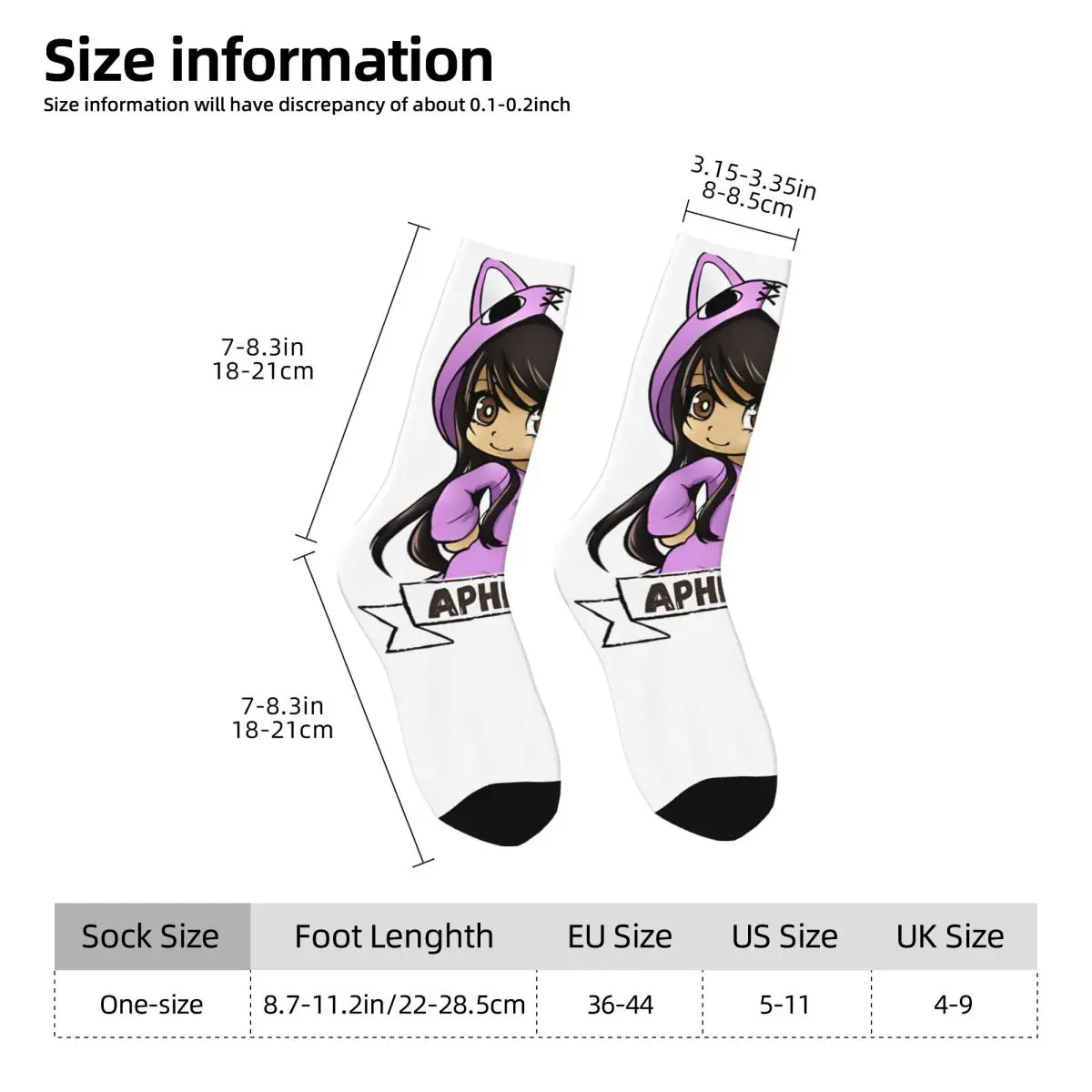 Chaussettes Aphmau Anime pour hommes et femmes, chaussettes de sport absorbant la sueur, dessin animé mignon, chaud, coloré, hiver