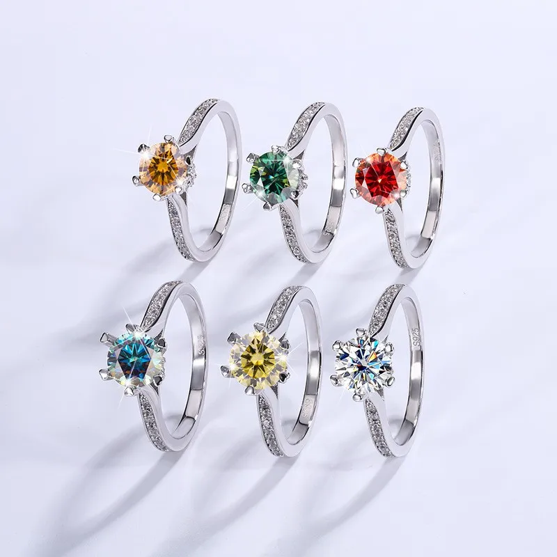 

QZJ058 Lefei Fashion Trendy Luxury Classic Diamond-set 1CT Moissanite Fortune Time Ring For Women Silver 925 Charms Jewelry Gift
