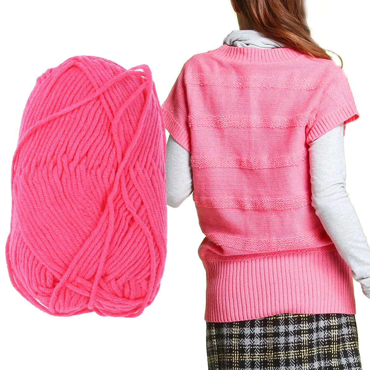 

50G Premium Milk Cotton Yarn Versatile Worsted Weight Yarn for Sweaters Scarves Hats Weaving Deep Pink Knitting Accessories