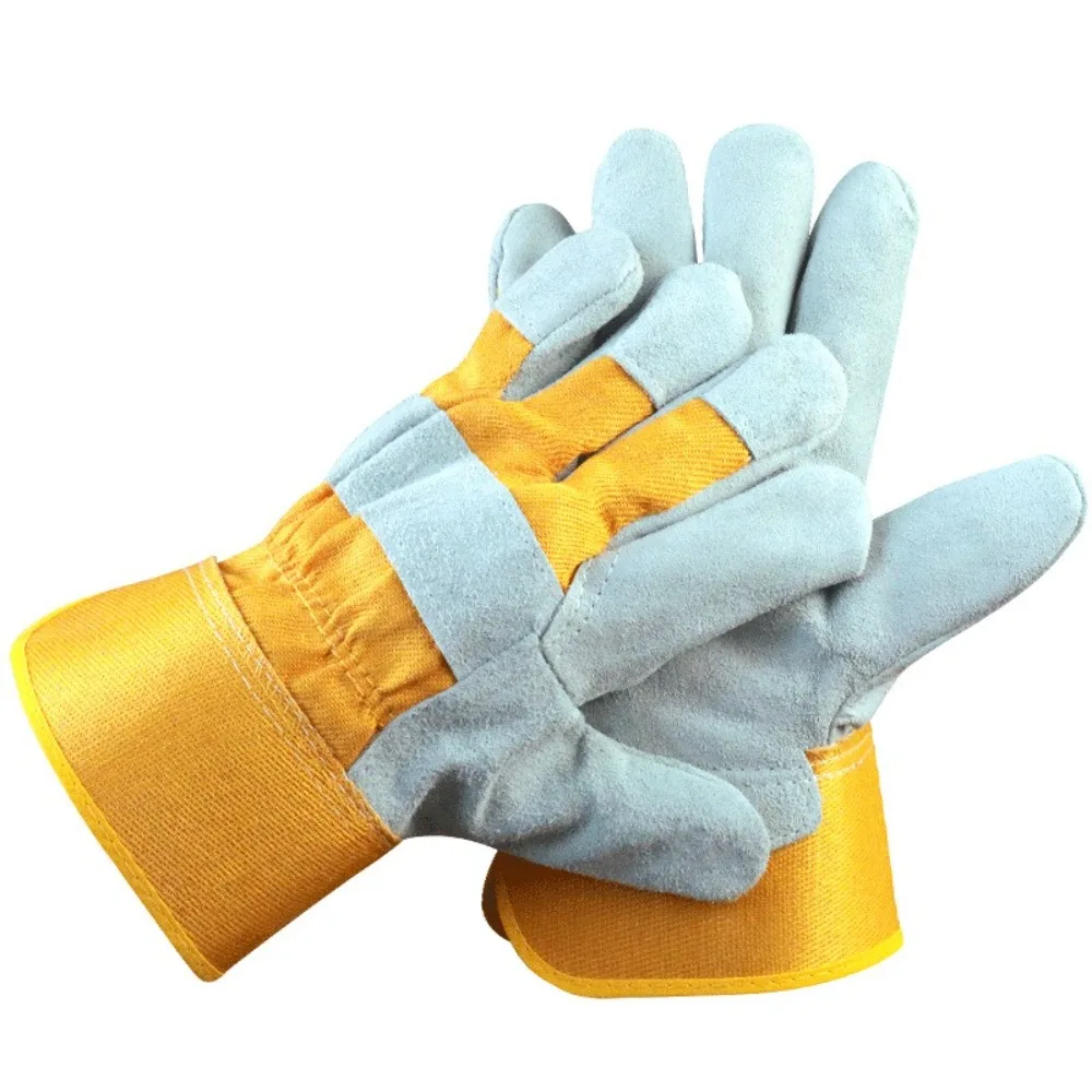 Cowhide Leather Gardening Gloves Heat Resistant Flame Retardant Welding Gloves Palm Reinforced Thorn-proof Welding