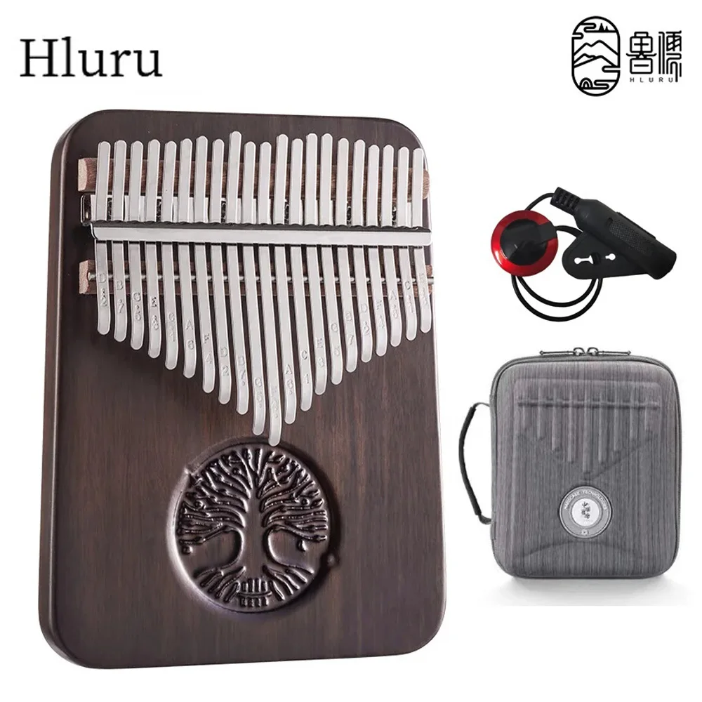 HLURU 21 Key Kalimba Musical Instrument Professional Thumb Piano Full Solid Wood Black Walnut Kalimba Finger Piano Portable