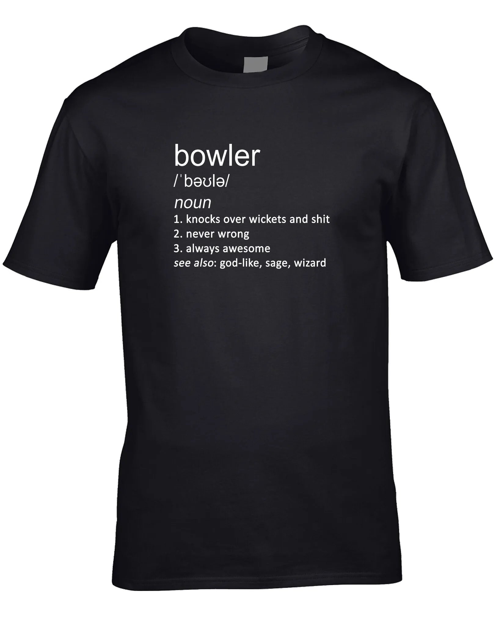 Bowler Men's Funny Definition T Shirt Cricket Team Sport Test Batsman Bowling Bowl Ball Spin Fast Hobby Cool Idea Joke Birthday