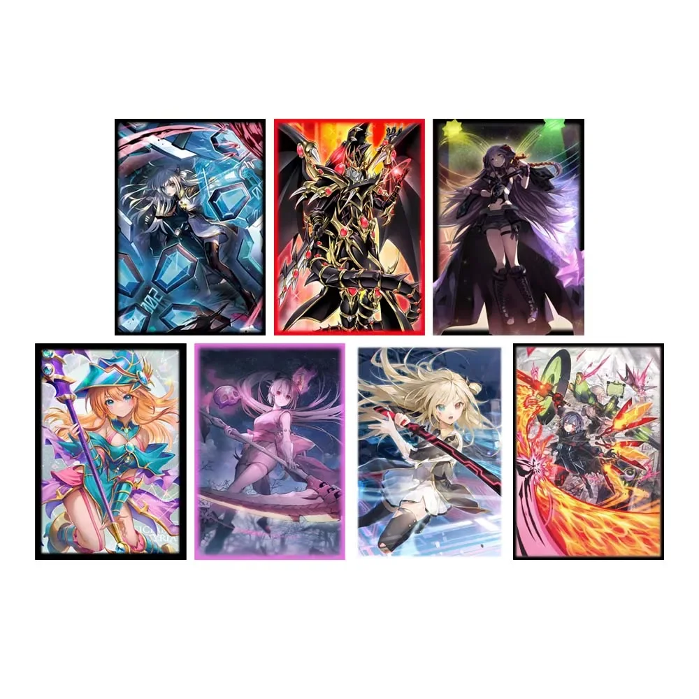 DIY Laser Card Sleeve 50pcs Yu-Gi-Oh! Dark Magician Girl Red Blossoms Card Protection Cover Anime Game Peripheral Holiday Gift