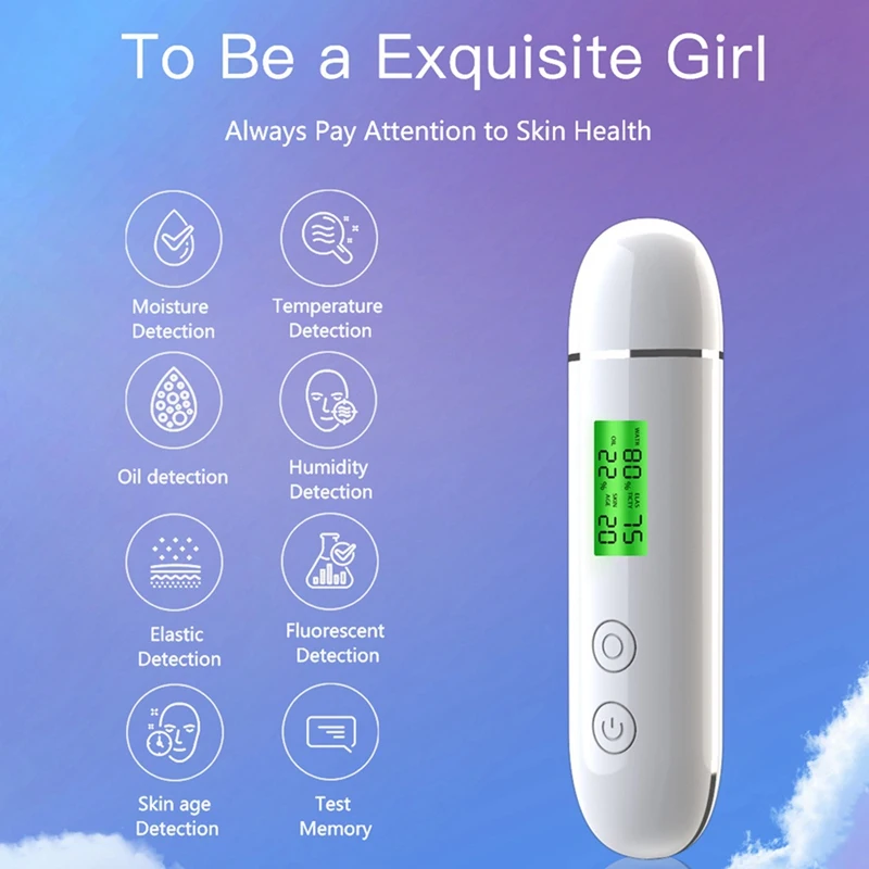 Skin Moisture Tester Smart Water And Oil Tester LCD Display Facial Skin Moisture Meter Fluorescent Agent