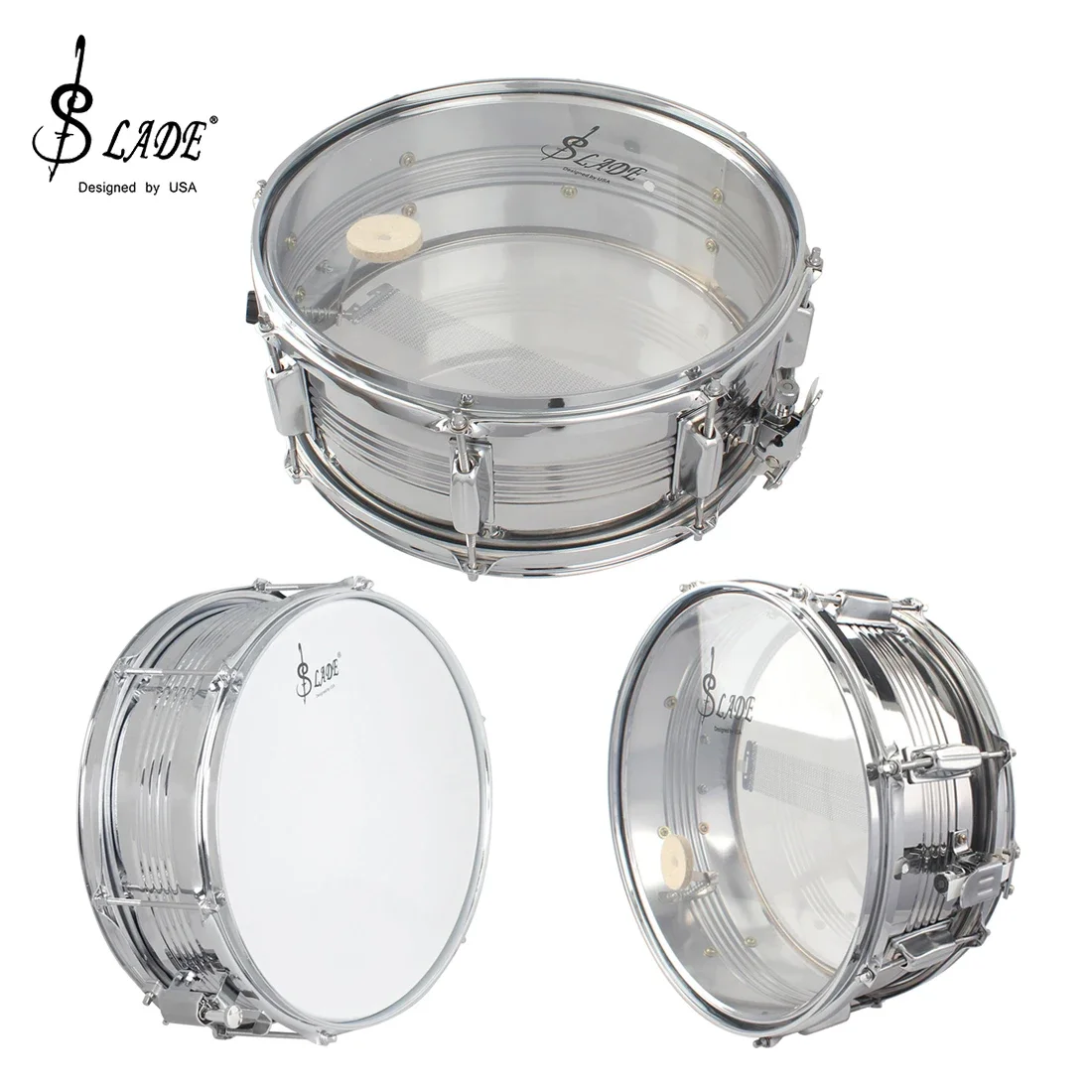 SLADE 14 Inches Snare Drum Percussion Instrument High Quality Drum Set With 1 Pair Maple Drum Stick Drum Screw Spanner and Strap