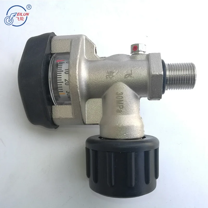 صمام SCBA مع مقياس 300bar DN3 لأسطوانة Rebreather M18 * 1.5 KHF-30B مقاوم لـ Selflock