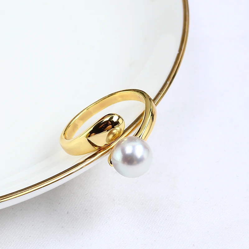 

5pcs Adjustable Gold Plated Pearl Ring Settings Findings & Accessories-for Jewelry Making Bulk Wholesale Craft Supplies 8-9mm