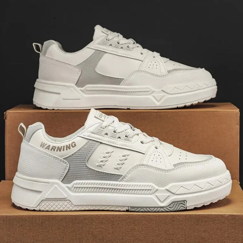 Men Sneakers Spring Summer Retro Casual Board Shoes Color Block Smooth Texture Cross Stitching Thick Flat Sole Daily